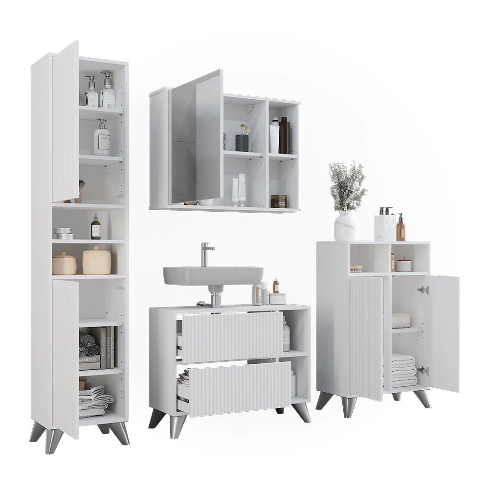 Vicco Badkamermeubelset Wit Set 4, Leano