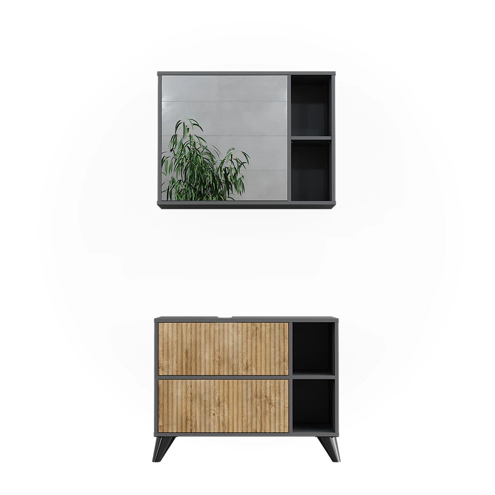 Vicco Bathroom furniture set Anthracite/mountain oak Set 1, Leano