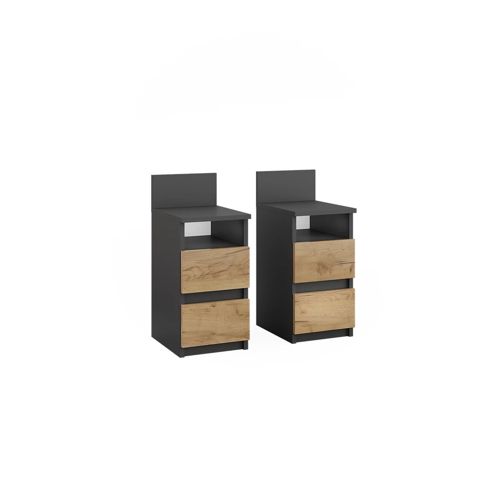 Vicco Bedside table Anthracite/golden oak 25 x 59.1 cm Set of 2, Monty