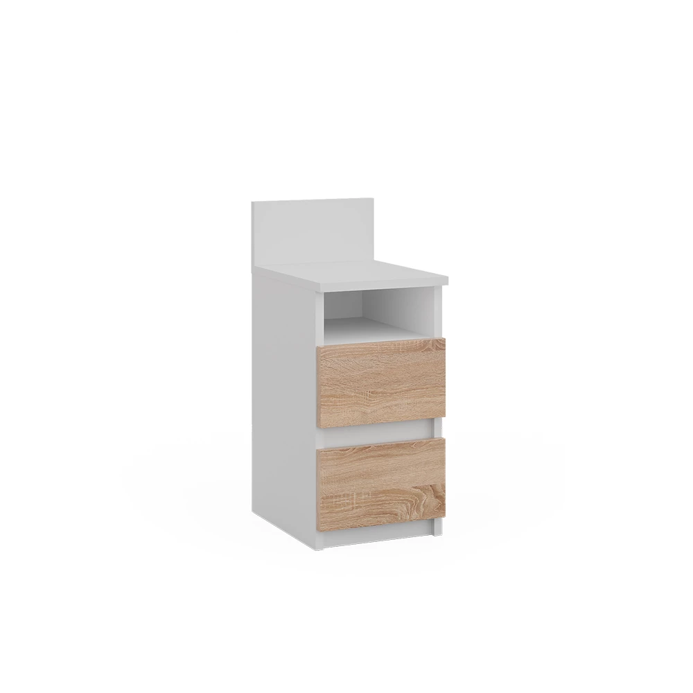 Vicco Sengebord Hvid/Sonoma 25 x 59.1 cm med 2 skuffer, Monty