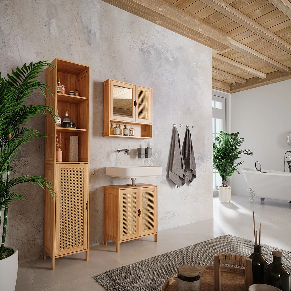 Vicco Badschrank Bambus 30 x 170 cm, Liora