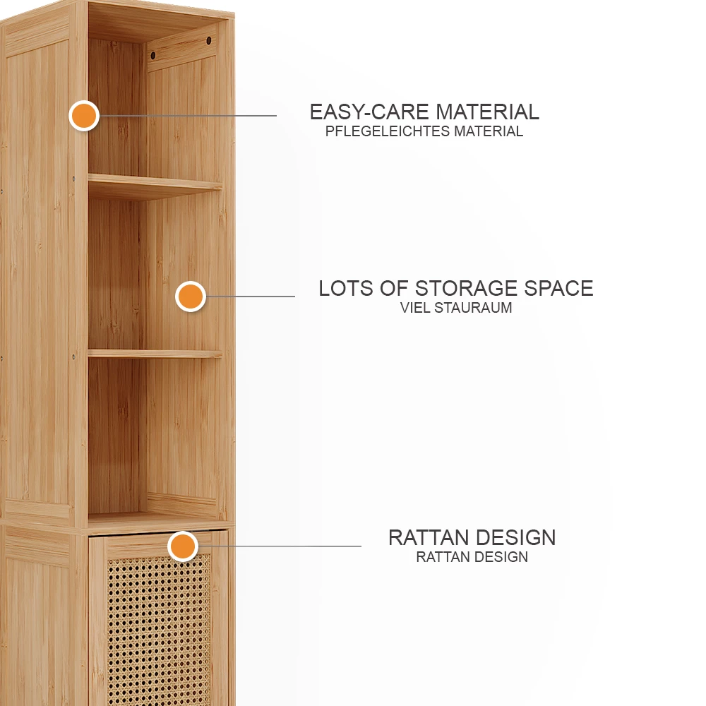 Vicco Badschrank Bambus 30 x 170 cm, Liora