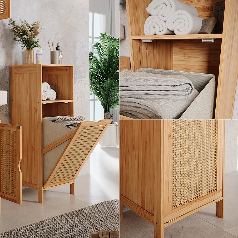 Vicco Badkamerkast Bamboe 36 x 98 cm, Liora