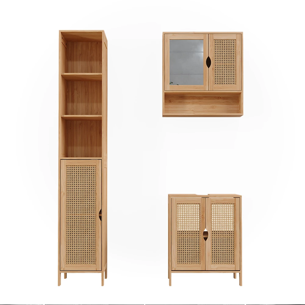 Vicco Badkamermeubelset Bamboe 3 delen, Liora