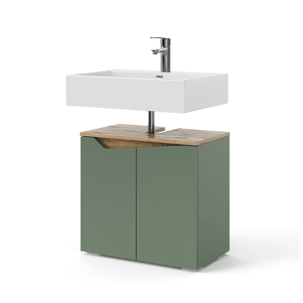 Vicco Waschbeckenunterschrank Grün/Anthrazit 60 x 57.5 cm mit 2 Türen, Marelle