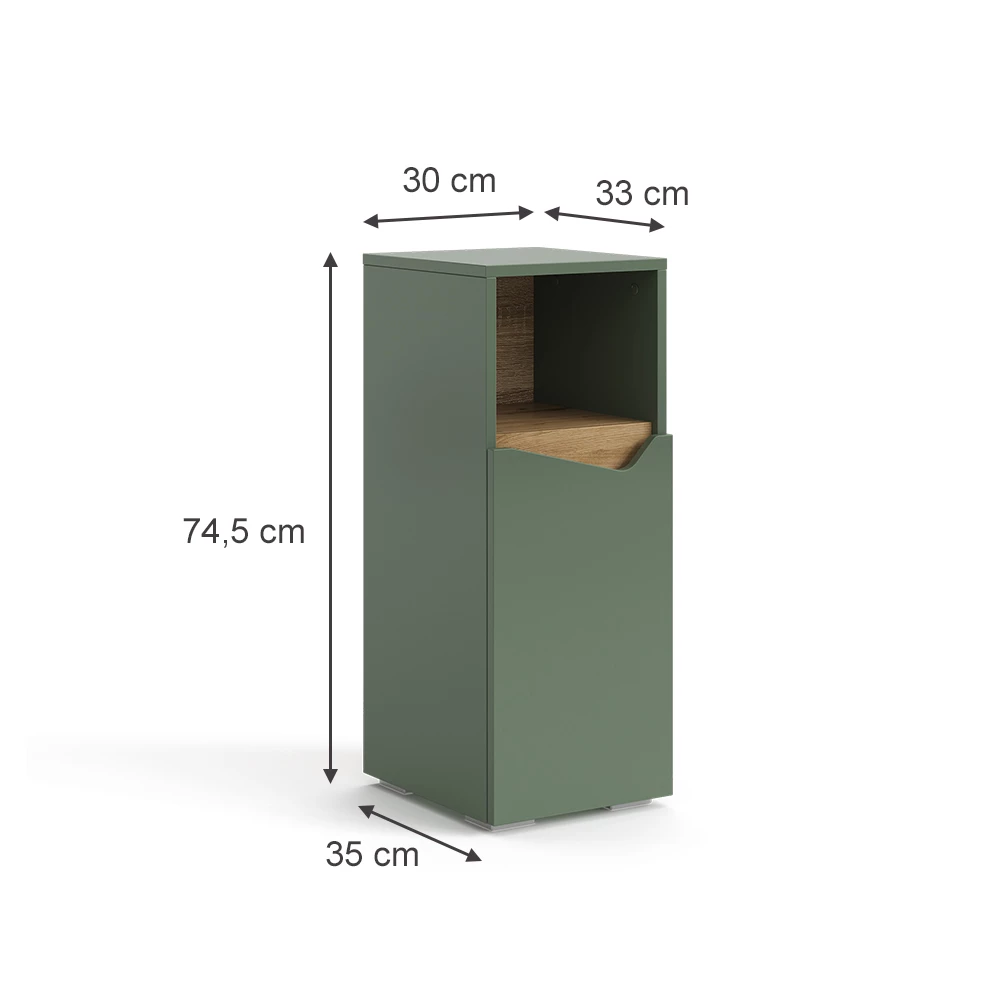 Vicco Midischrank Grün/Artisan 30 x 74.5 cm mit Tür und offenem Fach, Marelle