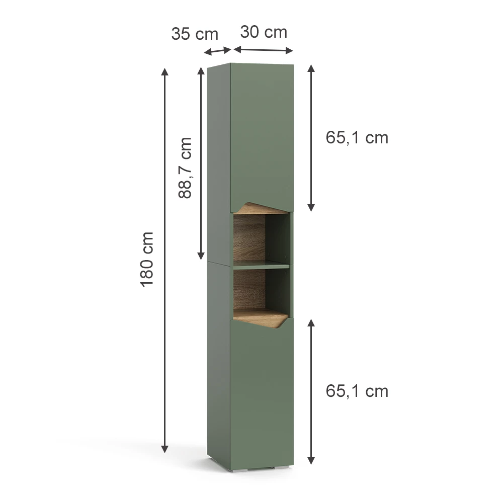 Vicco Green/Artisan 30 x 180 cm With doors and open compartments, Marelle