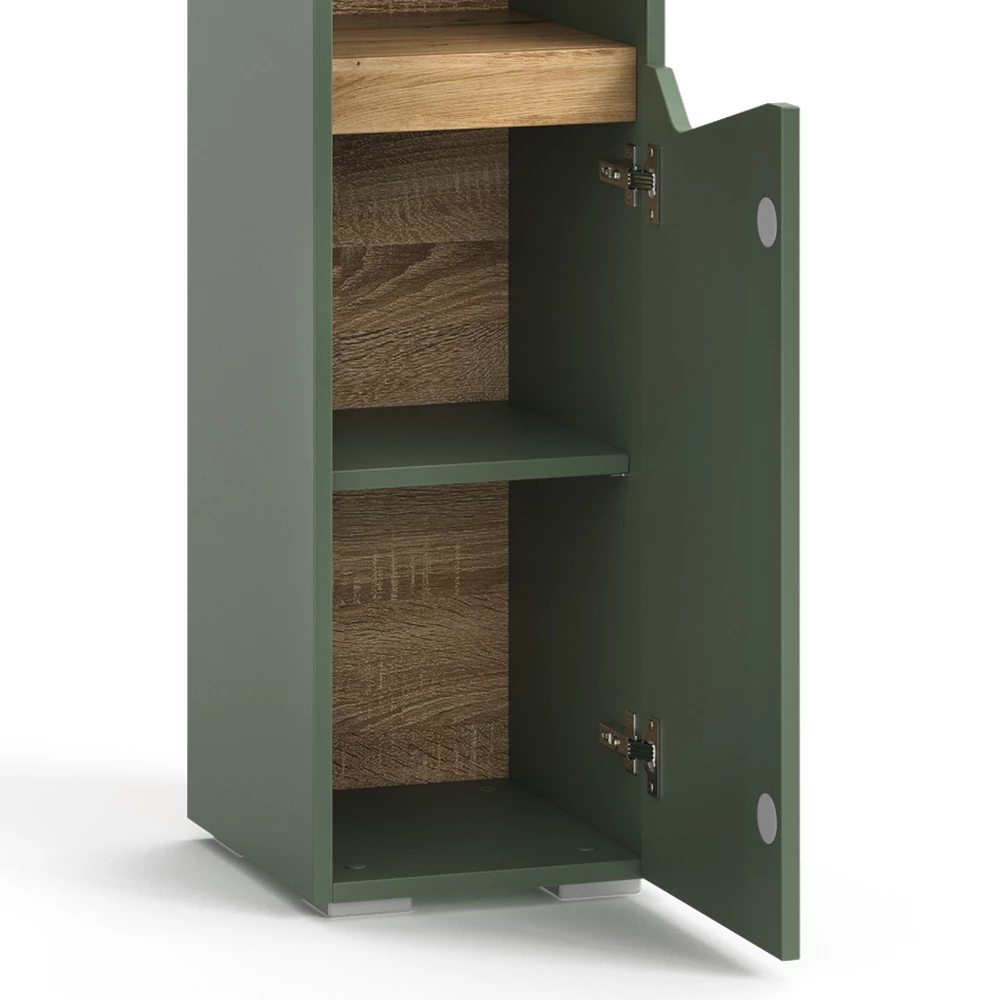 Vicco Badschrank Grün/Artisan 30 x 180 cm mit Türen und offenen Fächern, Marelle