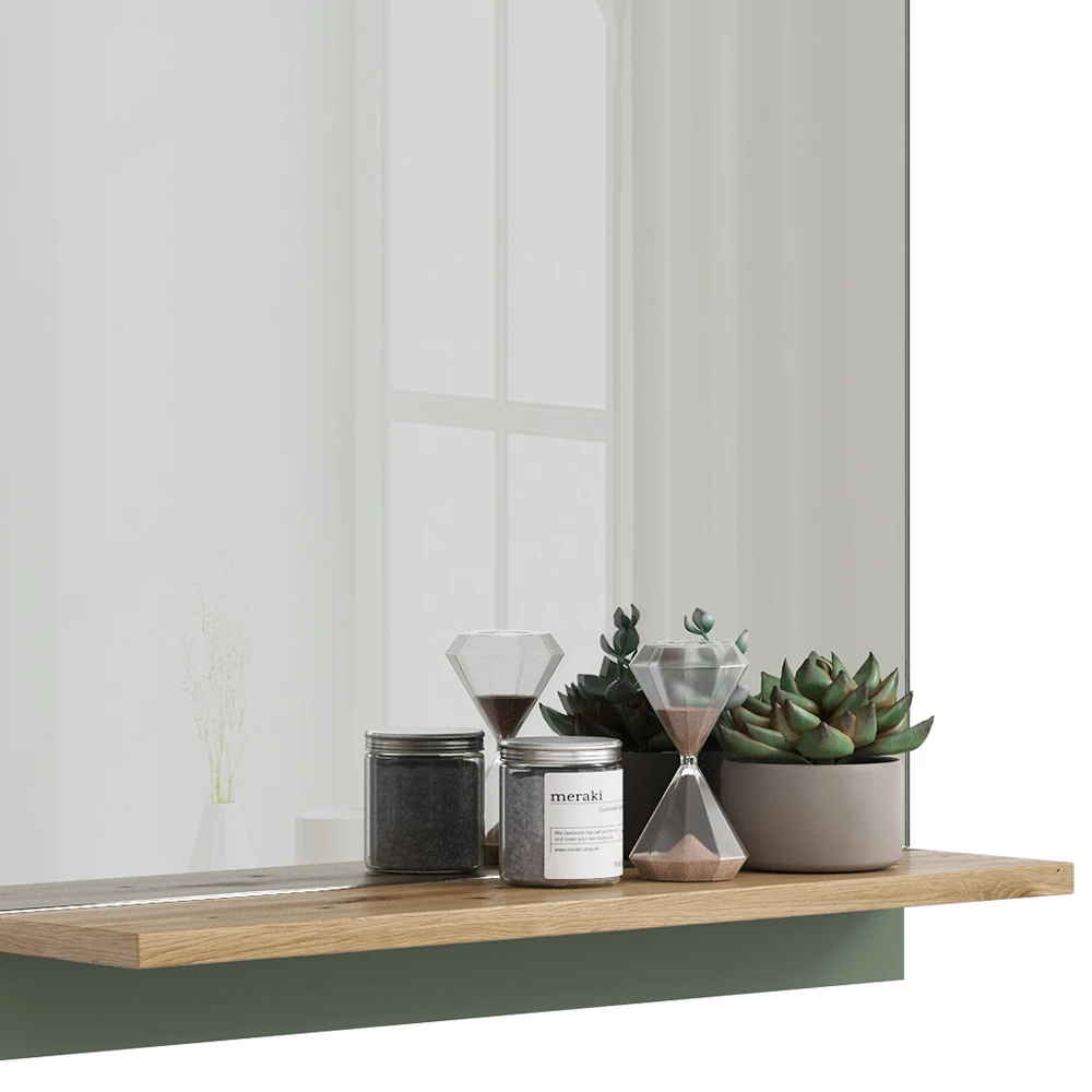 Vicco Badezimmerspiegel Grün/Artisan 60 x 67 cm mit Regal, Marelle