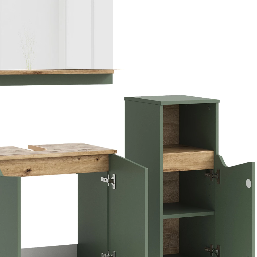 Vicco Badmöbel-Set Grün/Artisan 3 Teile, mit Midischrank, Marelle