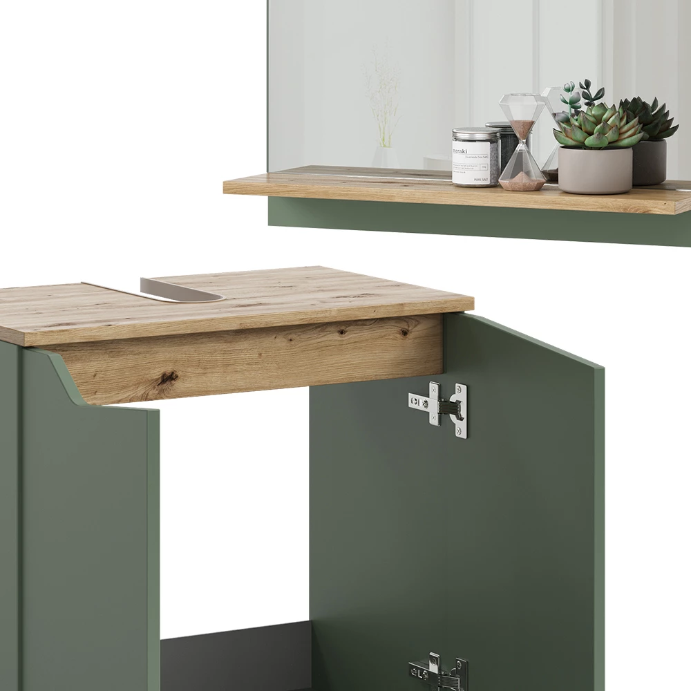 Vicco Badkamermeubelset Groen/Kunstzinnig 3 delen, met hoge eenheid, Marelle