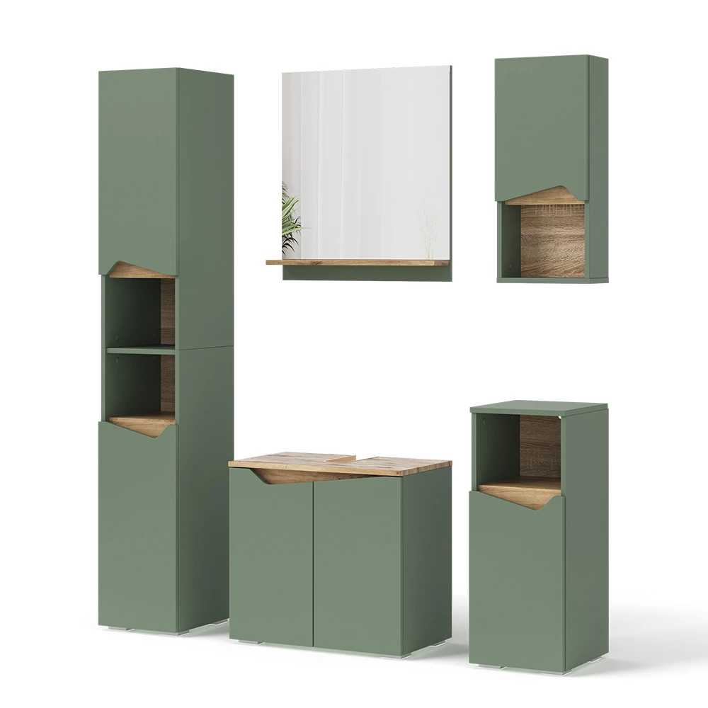 Vicco Badmöbel-Set Grün/Artisan 5 Teile, Marelle