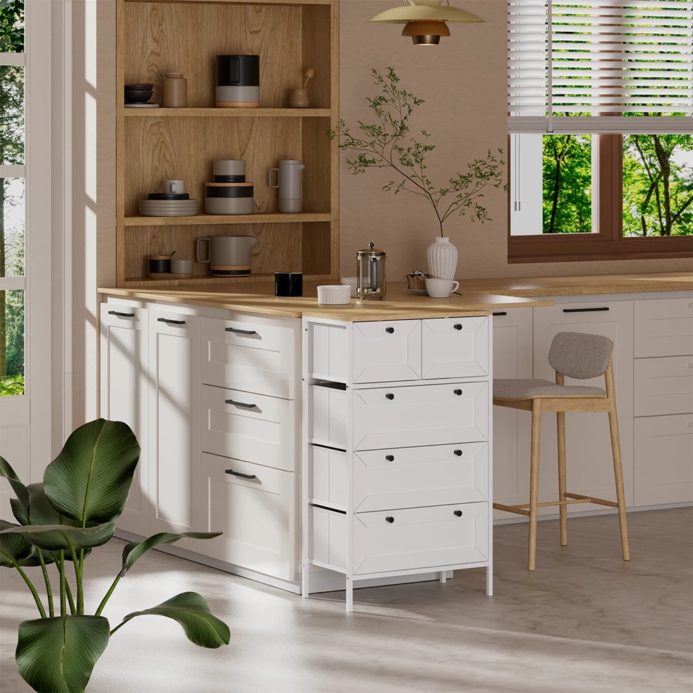 Kommode in Weiß auf weißem Hintergrund