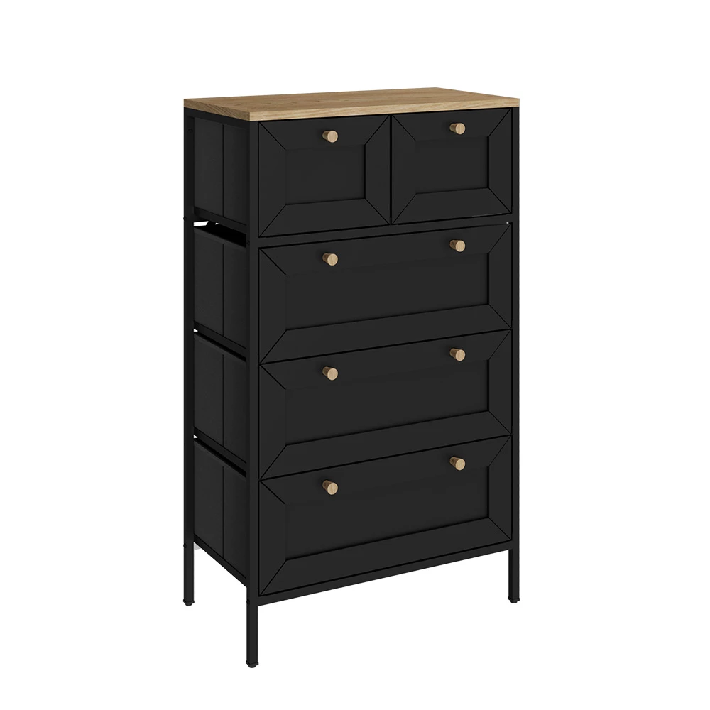 Vicco Komoda Črna 56 x 95 cm s 5 predali, Belaro