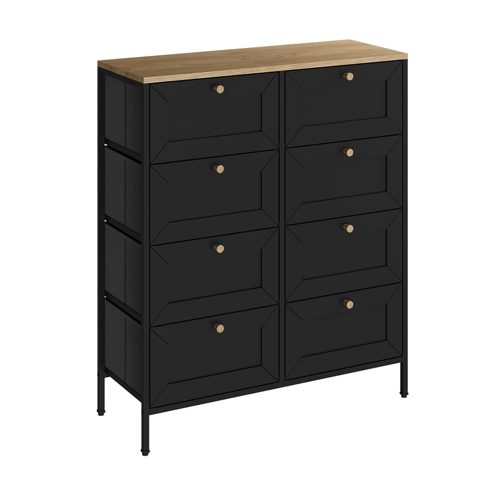 Vicco Masă laterală Negru 80x95 cmcu 8 sertare, Belaro