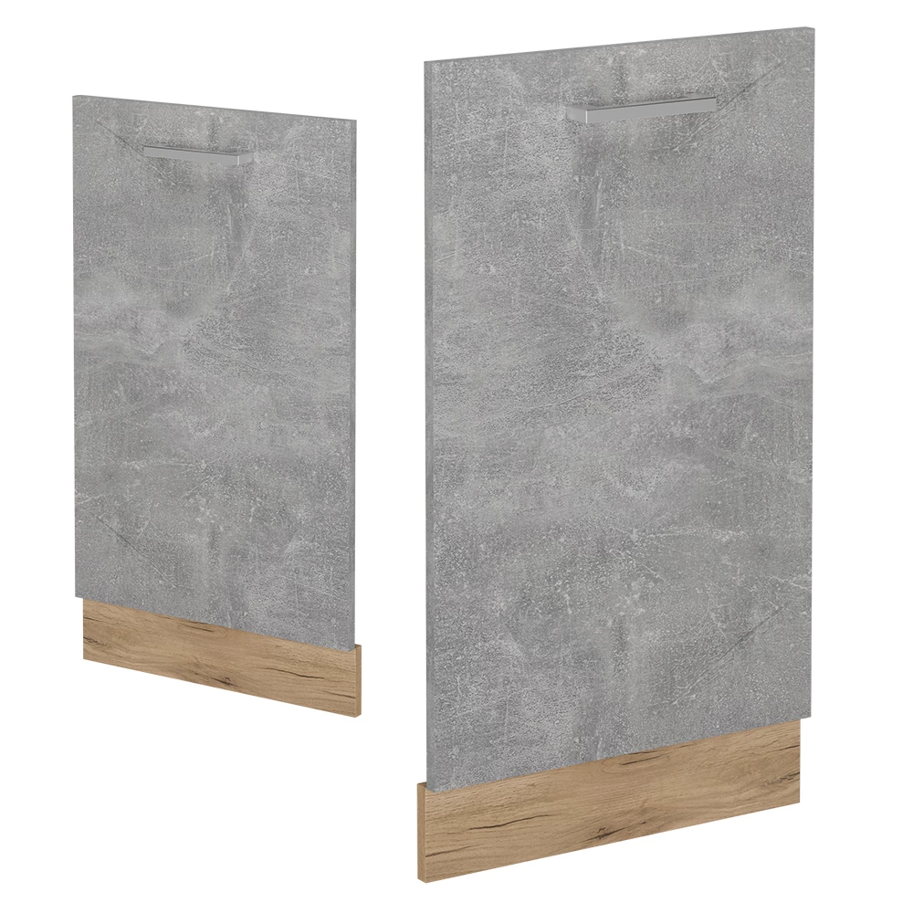 Façade de lave-vaisselle en Béton sur fond blanc avec des éléments décoratifs
