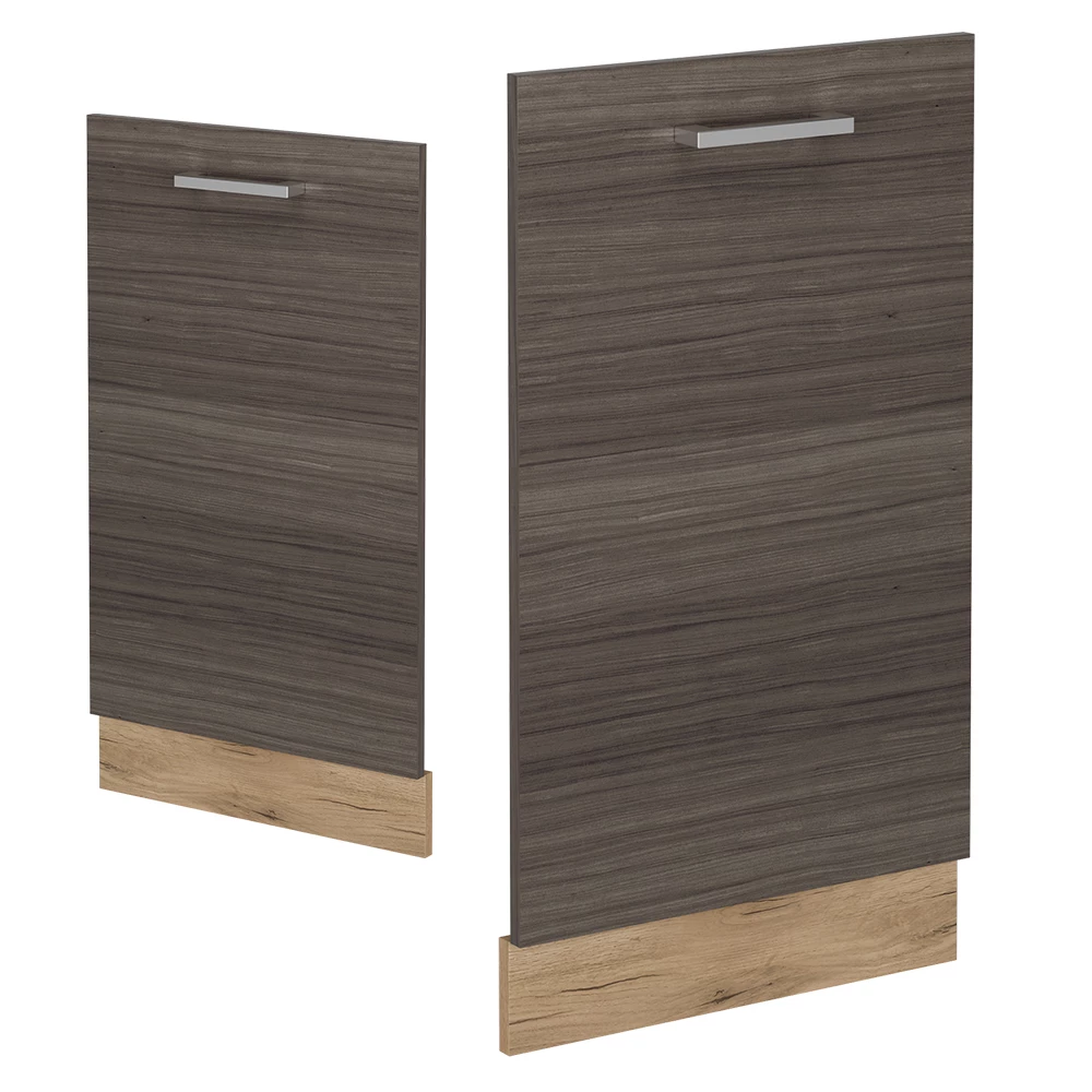 Façade de lave-vaisselle en Gris noble sur fond blanc avec des éléments décoratifs