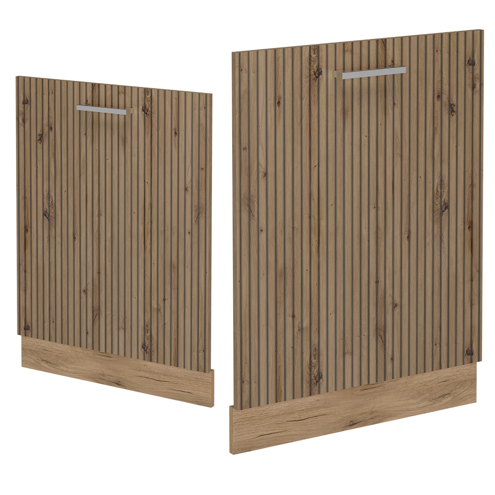 Vaatwasserfrontpaneel in Artisanaal eiken on white background with decorative elements