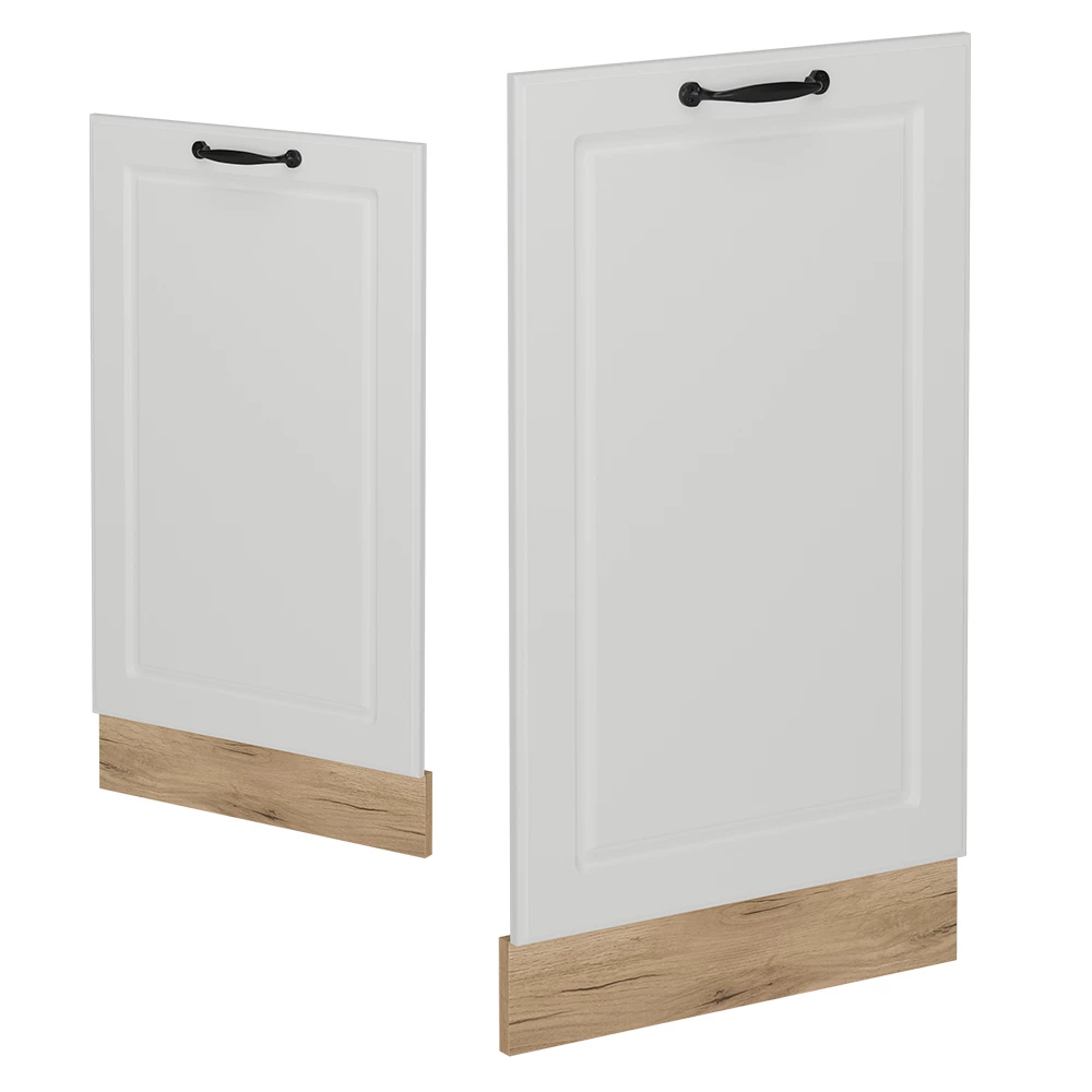 Façade de lave-vaisselle en Blanc campagne sur fond blanc avec des éléments décoratifs