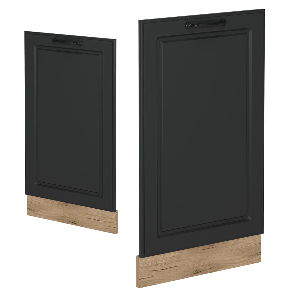 Façade de lave-vaisselle en Anthracite campagne sur fond blanc avec des éléments décoratifs