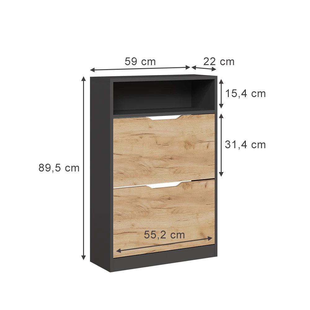 Vicco Antracit/gylden eg 22 x 89.5 cm med 2 rum, Luca
