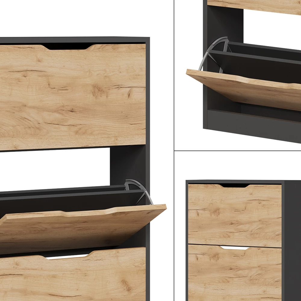 Vicco Skotipper Antracit/gylden eg 22 x 169 cm med 5 rum, Luca