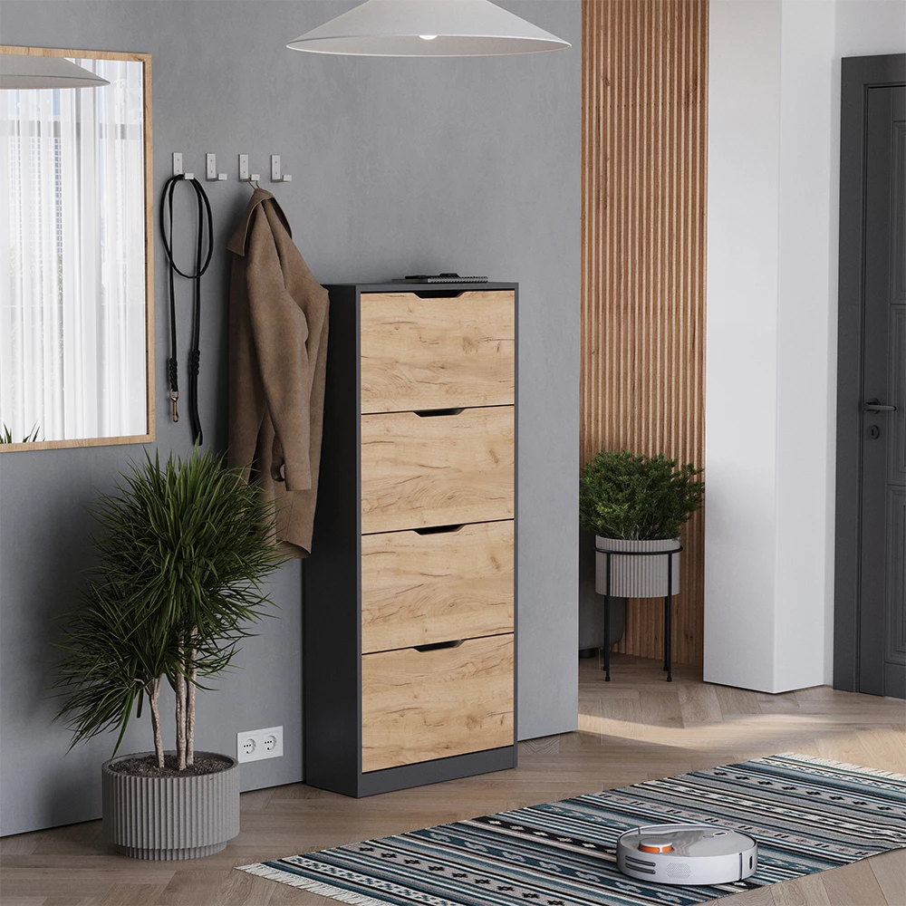 Vicco Antracit/gylden eg 59 x 137 cm med 4 rum, Luca