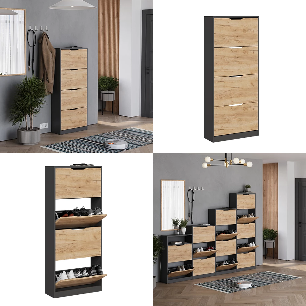 Vicco Antracit/gylden eg 59 x 137 cm med 4 rum, Luca