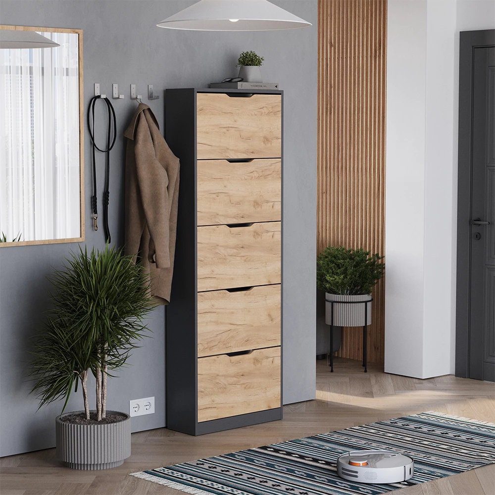 Vicco Skotipper Antracit/gylden eg 22 x 169 cm med 5 rum, Luca