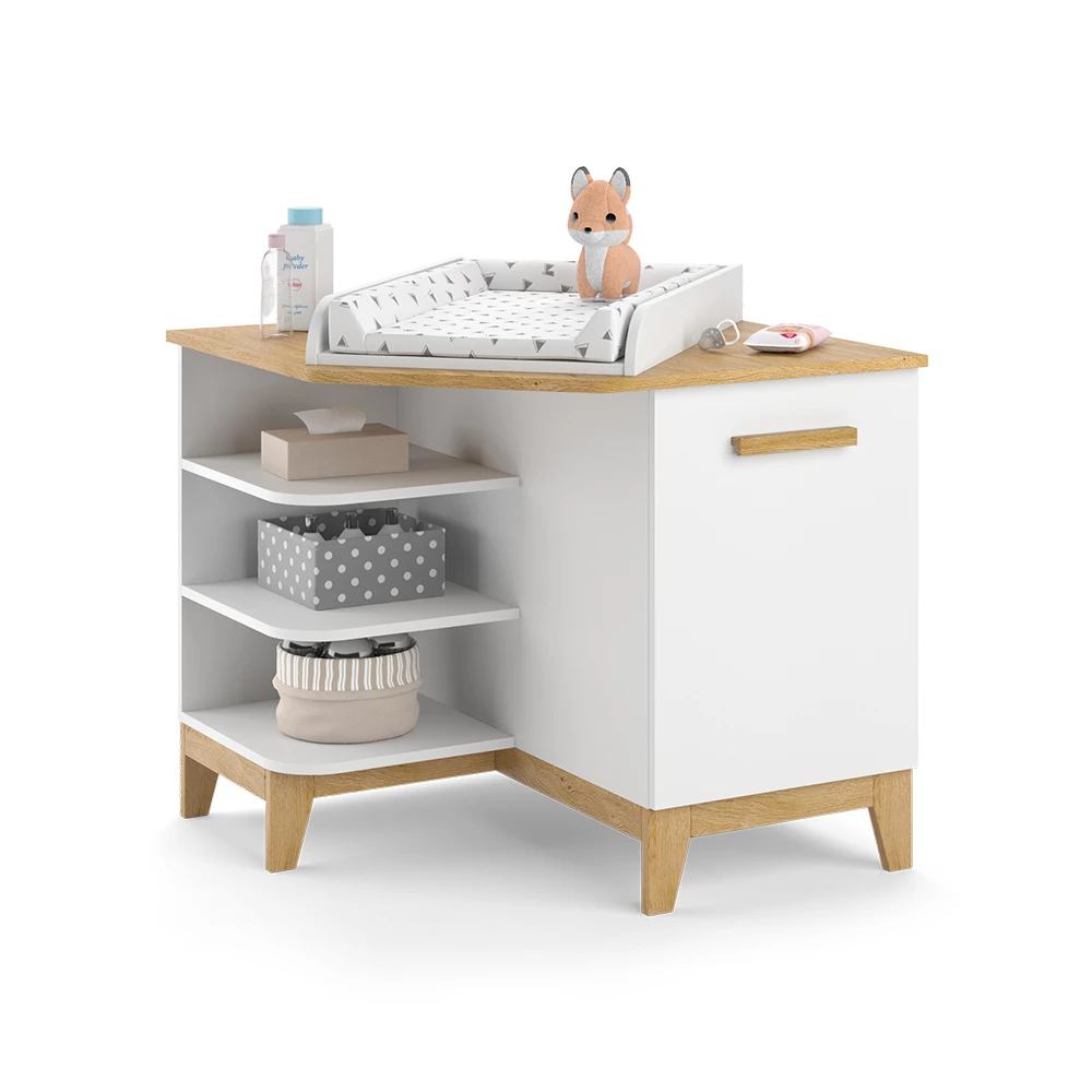 Vitalispa Luiertafel Wit/eiken 85 x 85.2 cm met deur, Malia