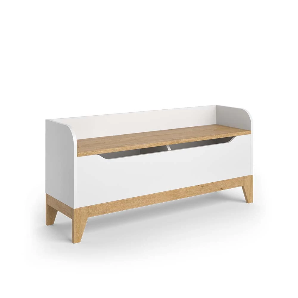 Vitalispa Spielzeugtruhe Weiß/Eiche 107.2 x 50 cm mit Sitzbank, Malia