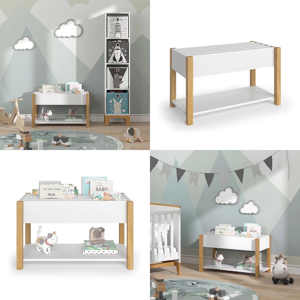 Vitalispa Scaffale per bambini Bianco/quercia 80 x 46 cm, Malia