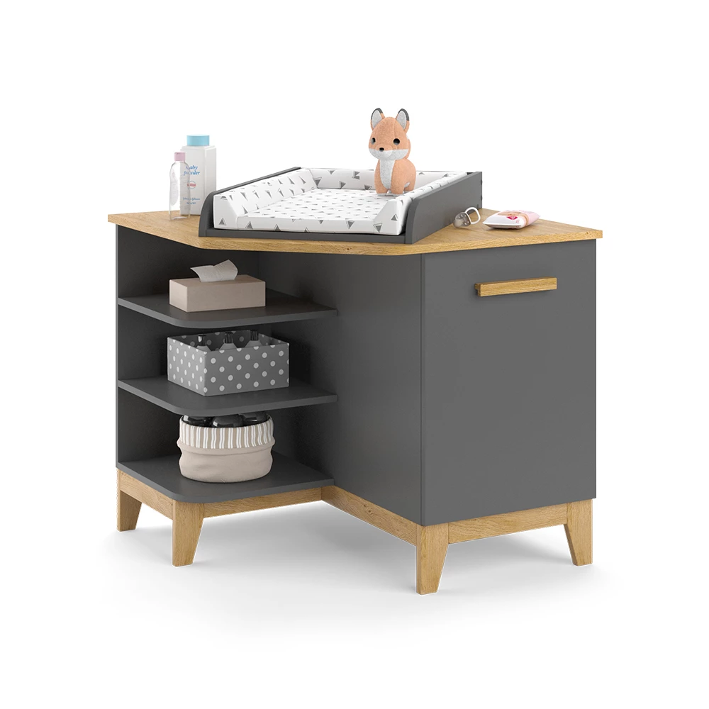 Vitalispa Luiertafel Grijs/eiken 85 x 85.2 cm met deur, Malia