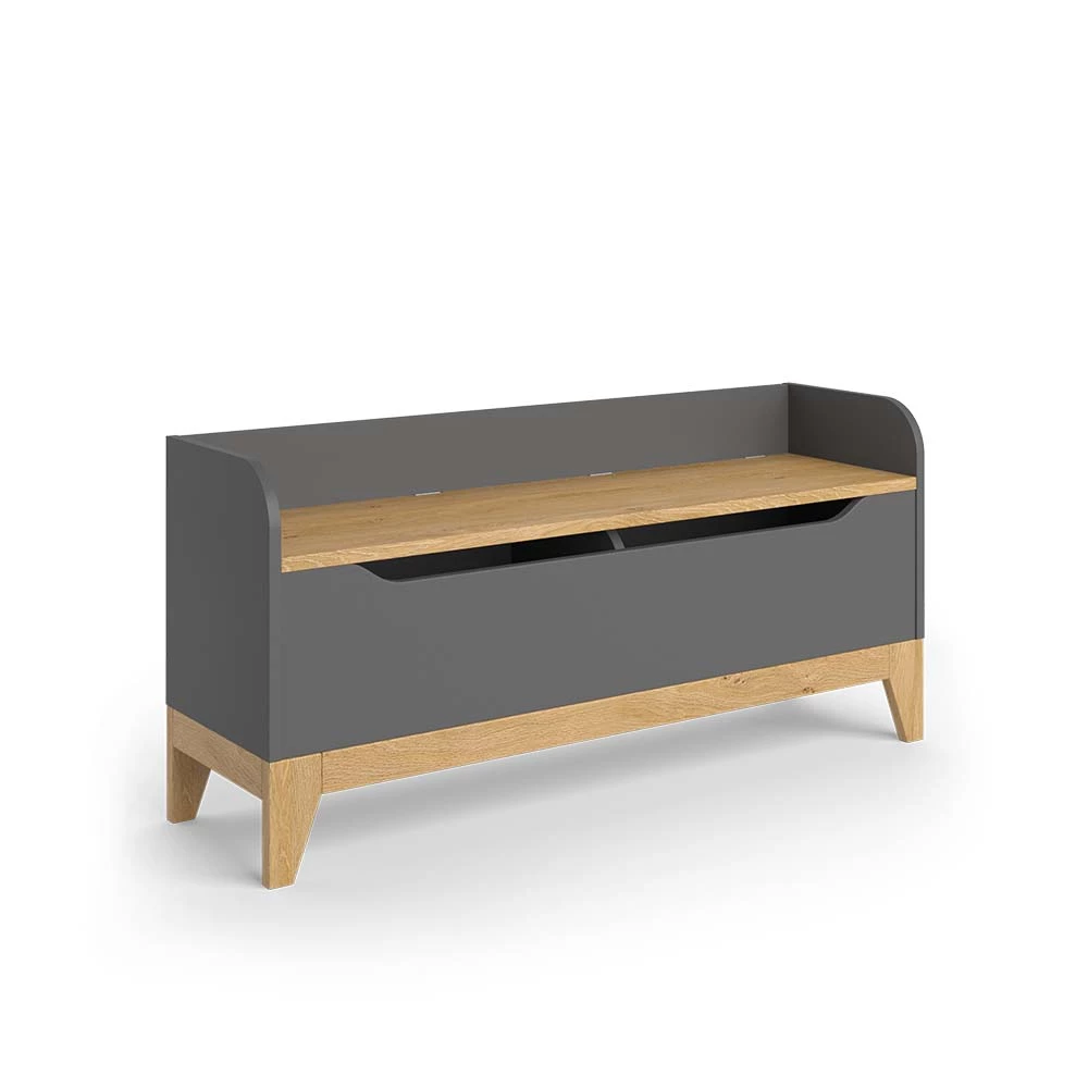 Vitalispa Legetøjskiste Grå/eg 107.2 x 50 cm med bænksæde, Malia