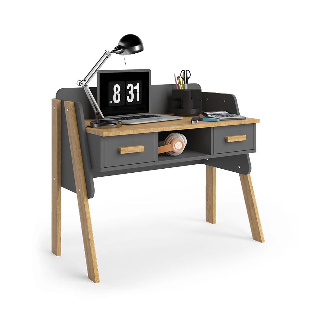 Bureau in Grijs on white background with decorative elements