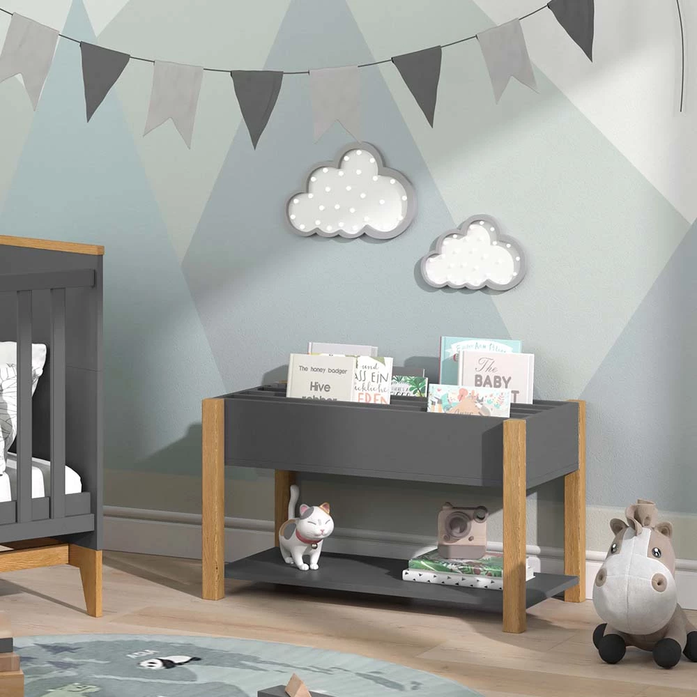 Vitalispa Bibliothèque enfant gris/chêne 80x46cm, Malia