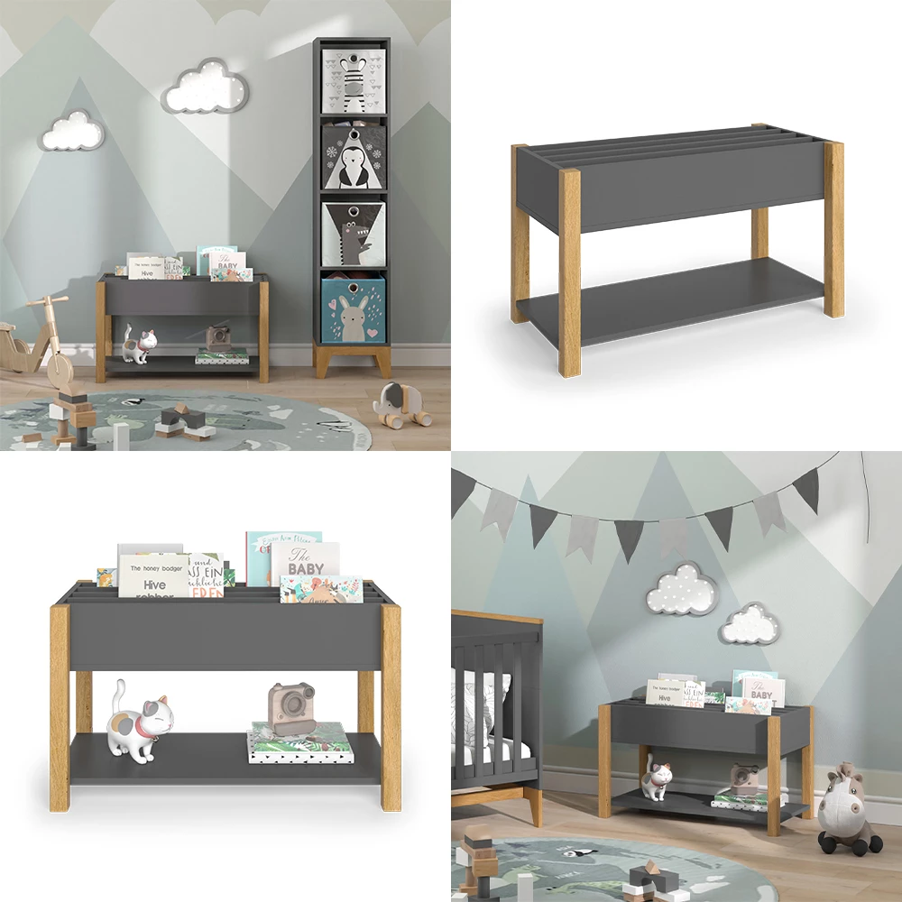 Vitalispa Bibliothèque enfant gris/chêne 80x46cm, Malia
