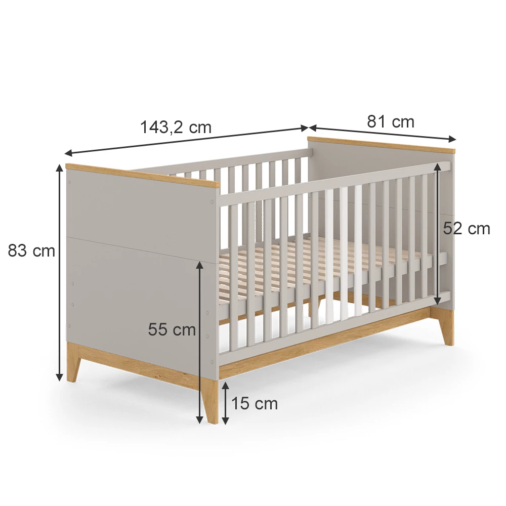 Vitalispa Lit de chambre Chêne cachemire 143.2 x 81 cm, Malia