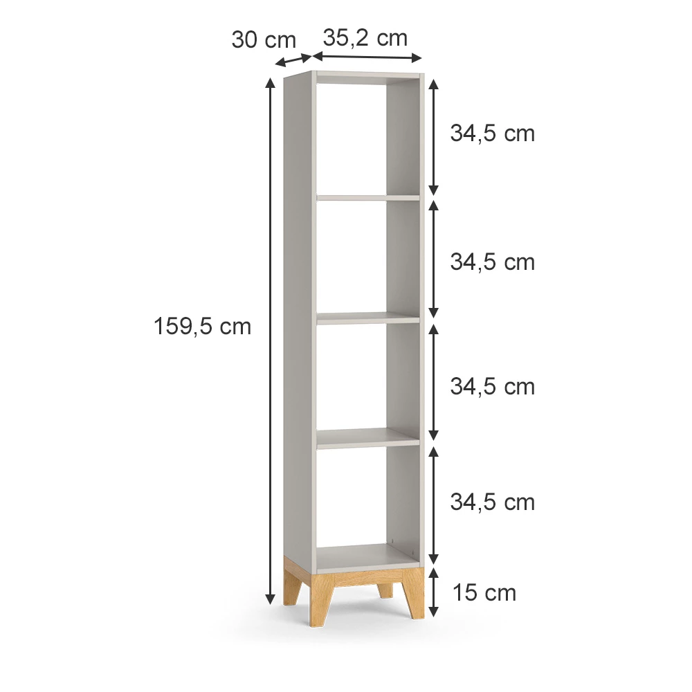 Vitalispa Kinderregal Cashmere-Eiche 35.2 x 159.5 cm, Malia