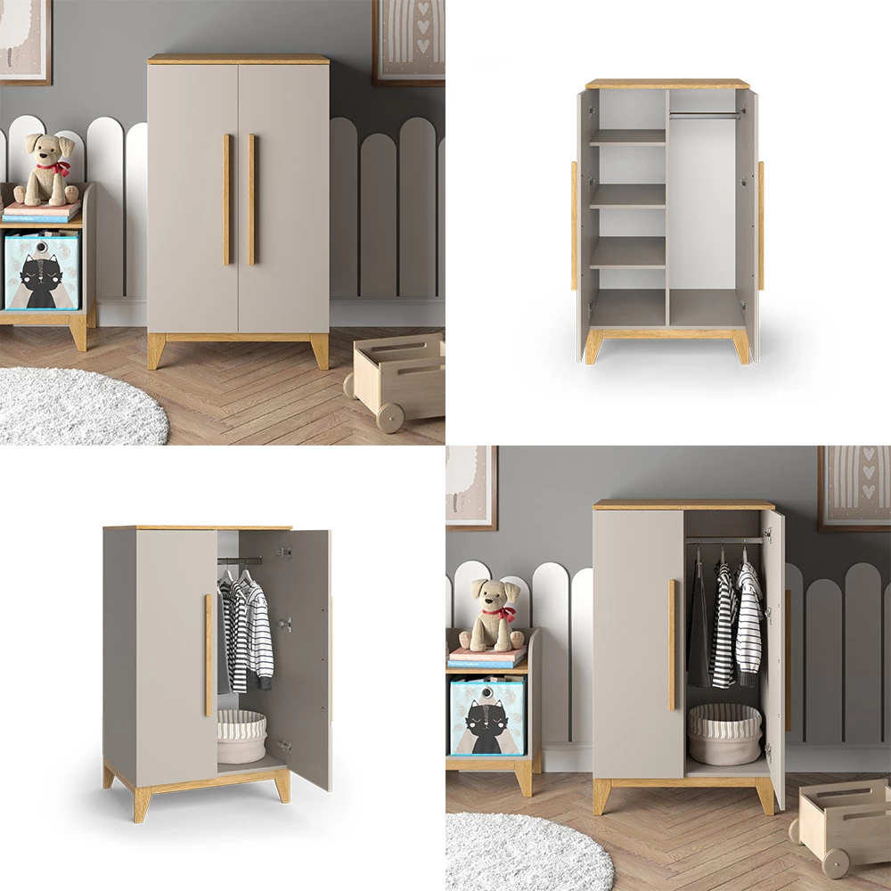 Vitalispa Kinderkleiderschrank Cashmere-Eiche 70 x 120 cm, Malia