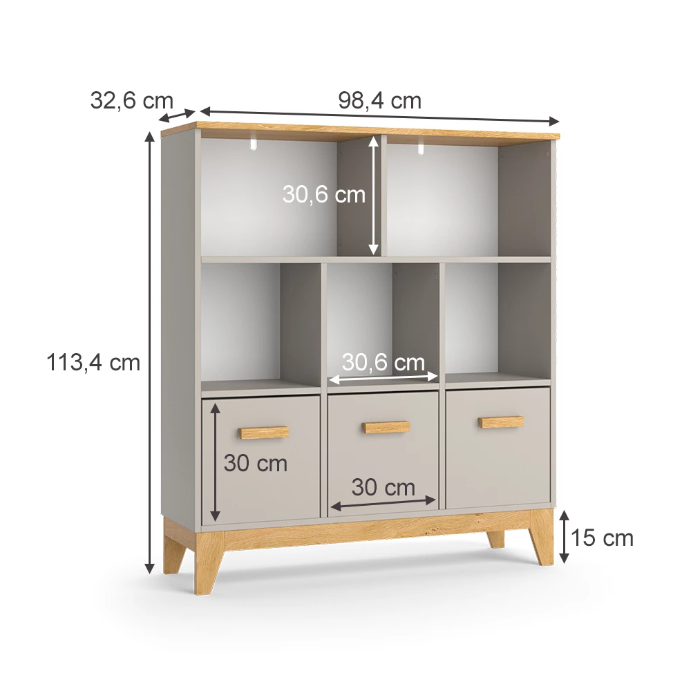 Vitalispa Kinderregal Cashmere-Eiche 98.4 x 133.4 cm, Malia