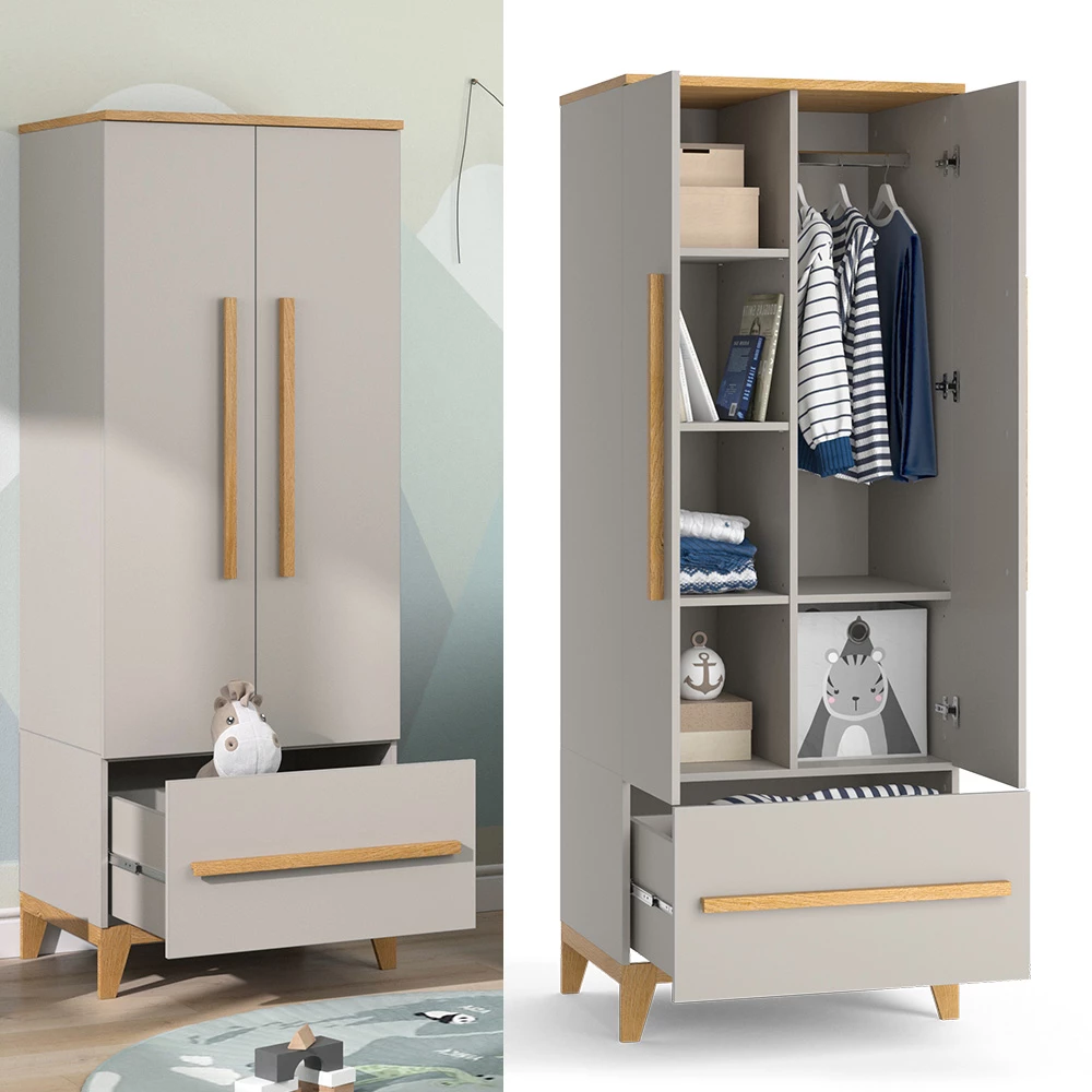 Vitalispa Kinderkleiderschrank Cashmere-Eiche 70 x 186.8 cm, Malia