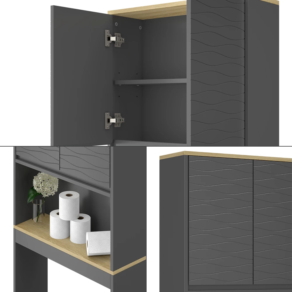 Vicco Toiletskab "Livia", Antracit, 60 x 163 cm