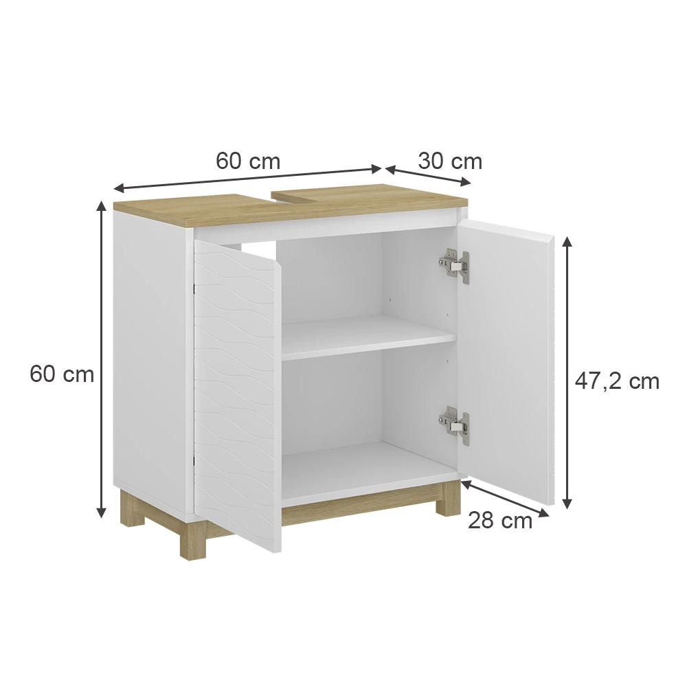 Vicco Vanity unit for washbasin "Livia", biely, 60 x 60 cm s 2 dverami