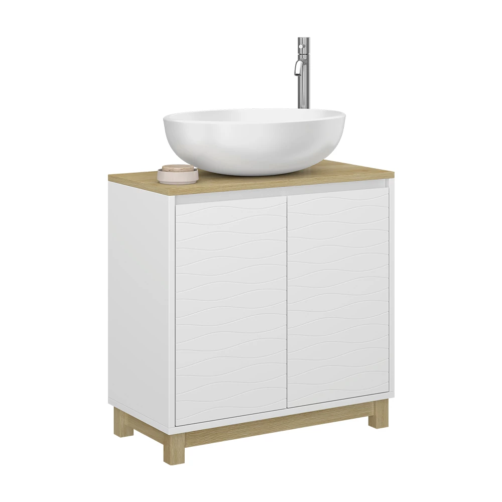 Vicco Waschbeckenunterschrank "Livia", Weiß, 60 x 60 cm mit 2 Türen
