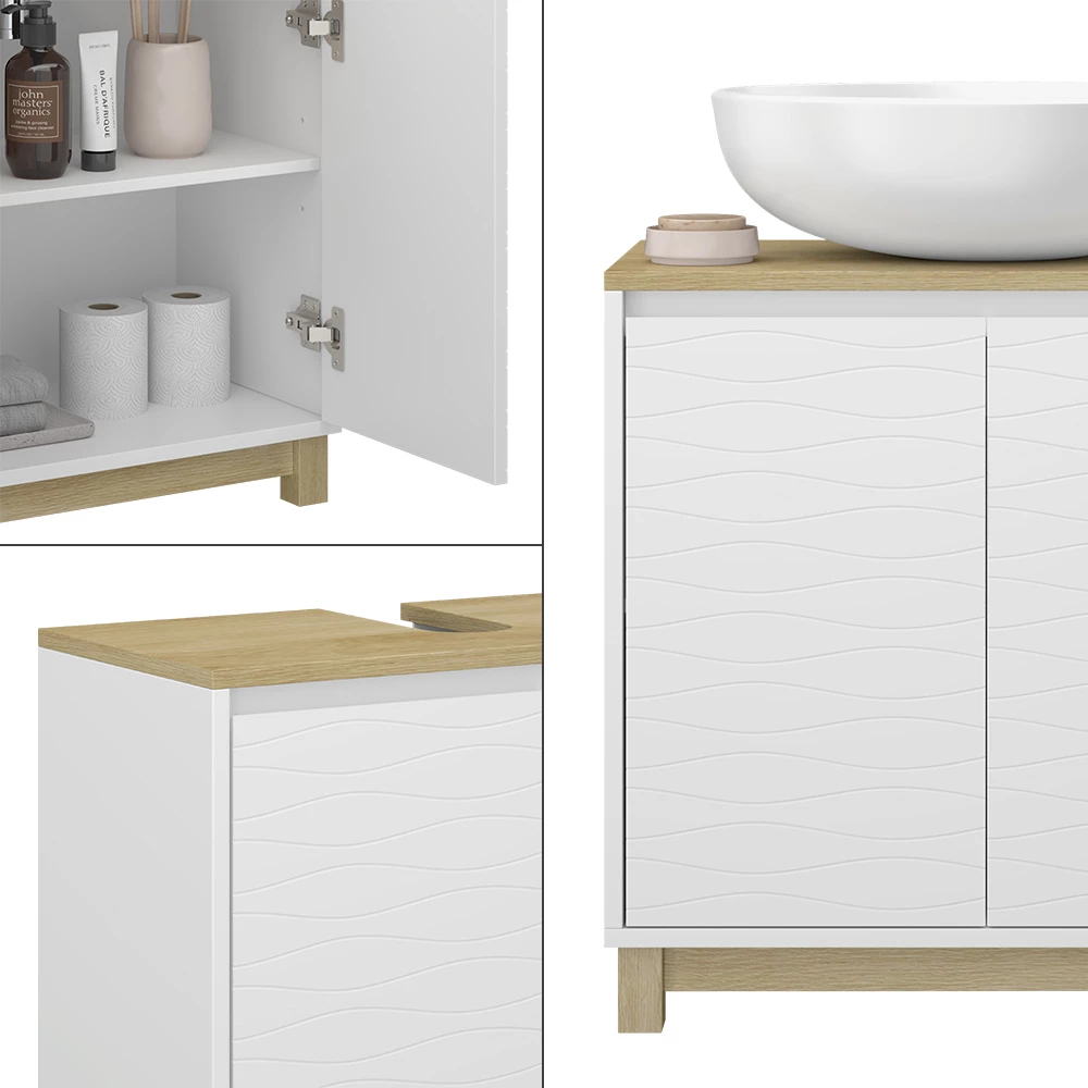 Vicco Waschbeckenunterschrank "Livia", Weiß, 60 x 60 cm mit 2 Türen