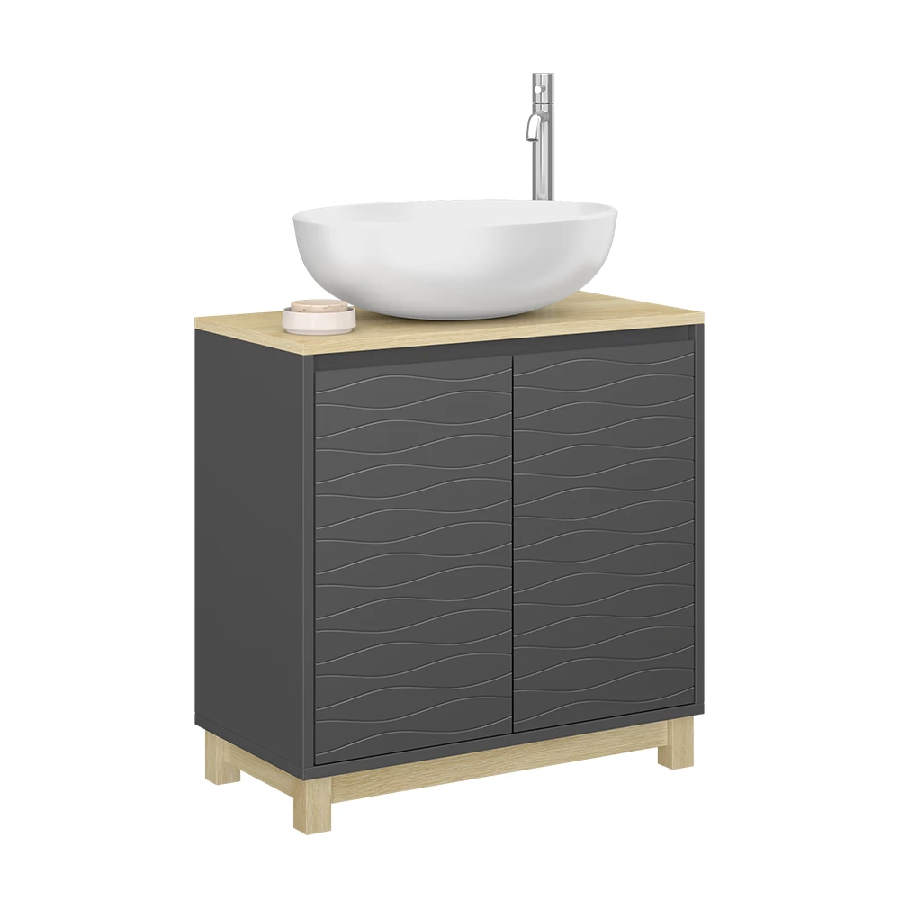Vicco Waschbeckenunterschrank "Livia", Anthrazit, 60 x 60 cm mit 2 Türen