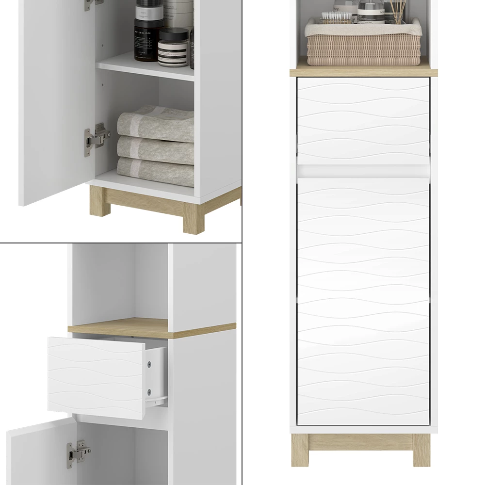 Vicco Mobili da bagno "Livia", Bianco, 30 x 151 cm con cassetti