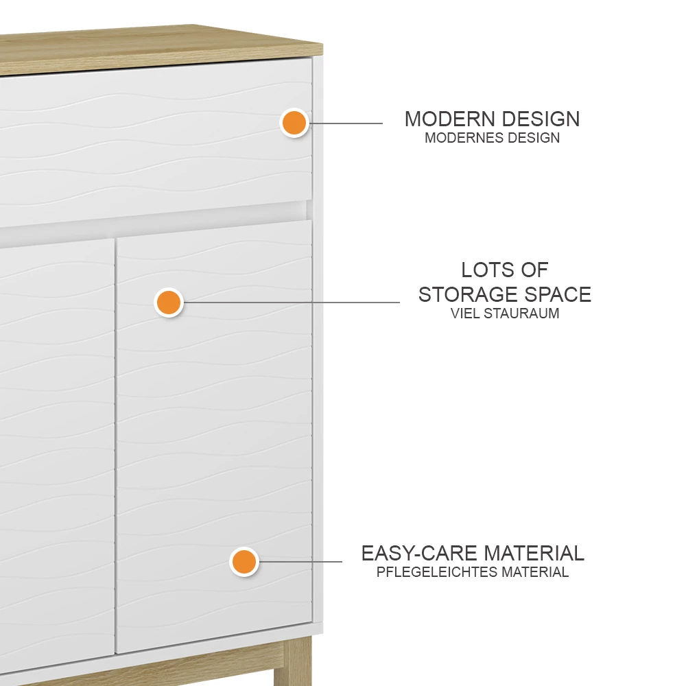 Vicco Midischrank "Livia", Weiß, 60 x 80 cm mit Schublade
