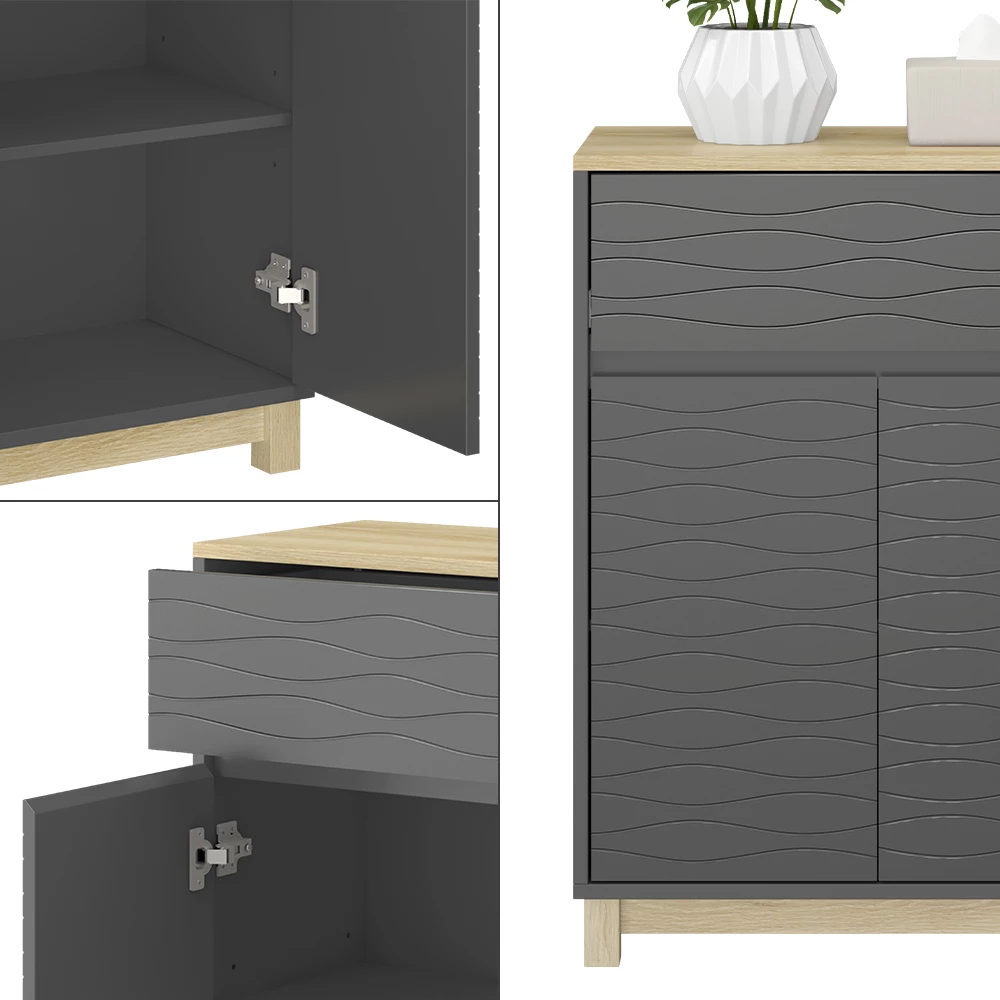 Vicco Midischrank "Livia", Anthrazit, 60 x 80 cm mit Schublade